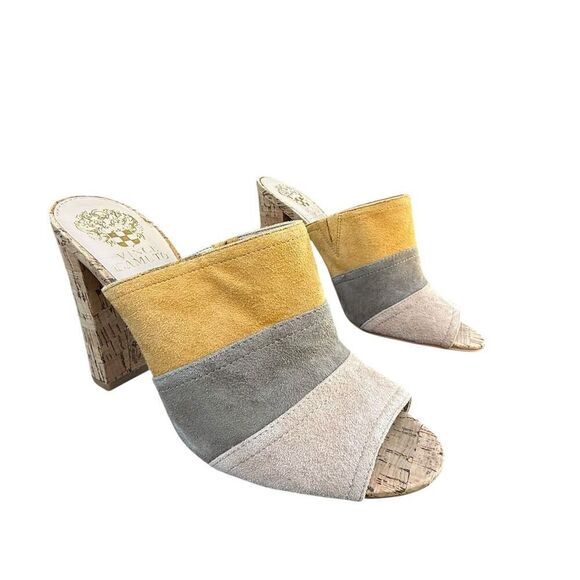 Vince Camuto Women's Color Block Suede Mules Multicolor Shoes Heels Size 7.5M - Picture 3 of 12